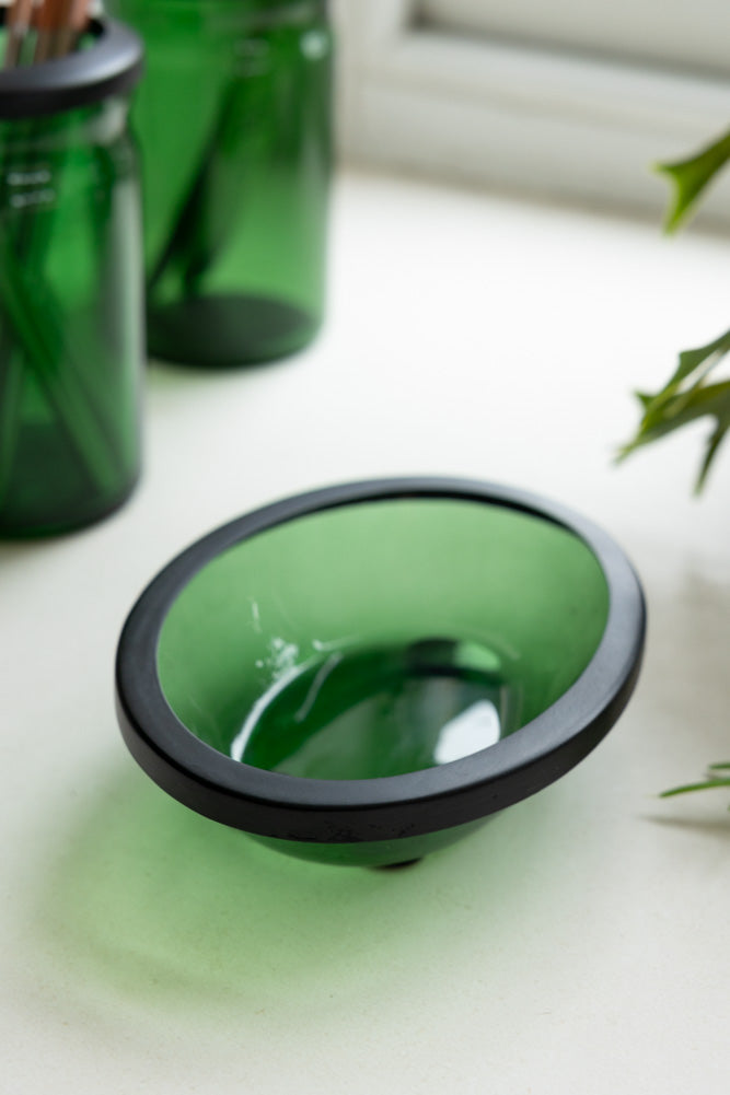 Apothecary-Style Green Glass Soap Dish
