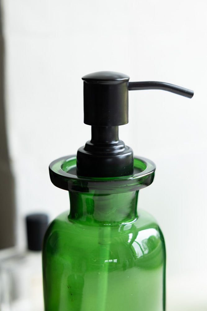Apothecary-Style Green Glass Soap Dispenser - 300ml
