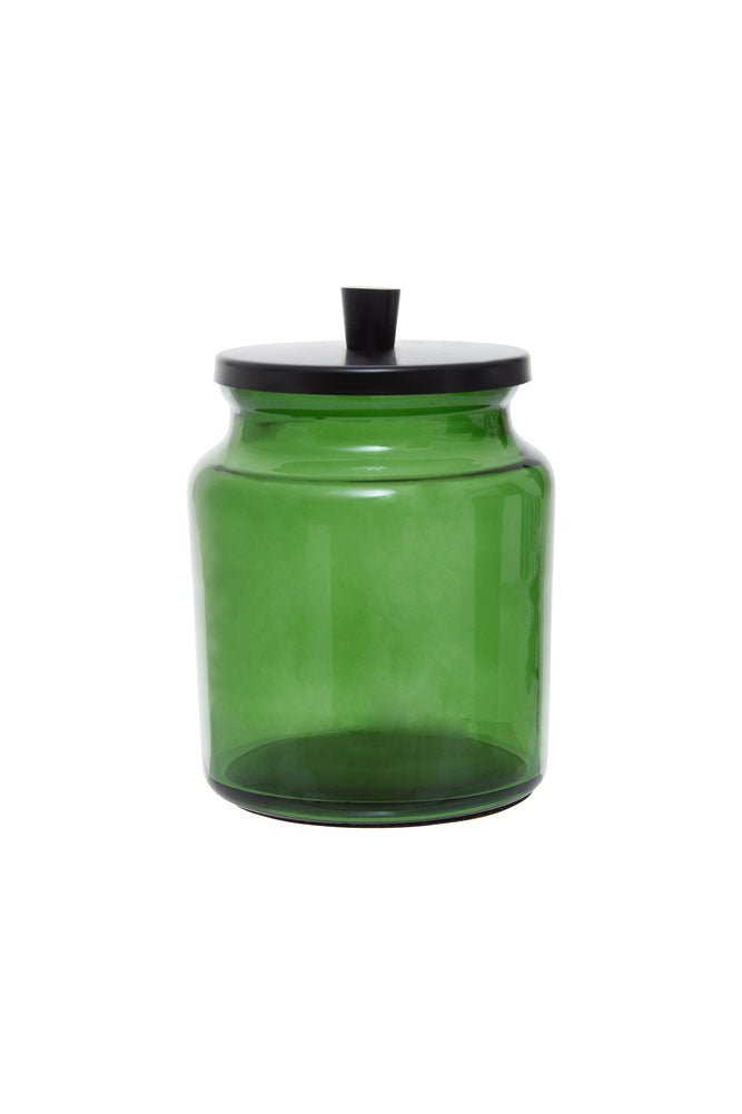 Apothecary-Style Green Glass Storage Canister