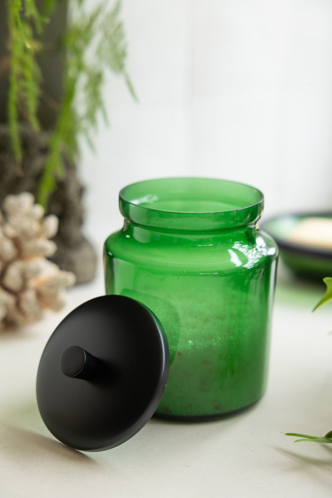 Apothecary-Style Green Glass Storage Canister