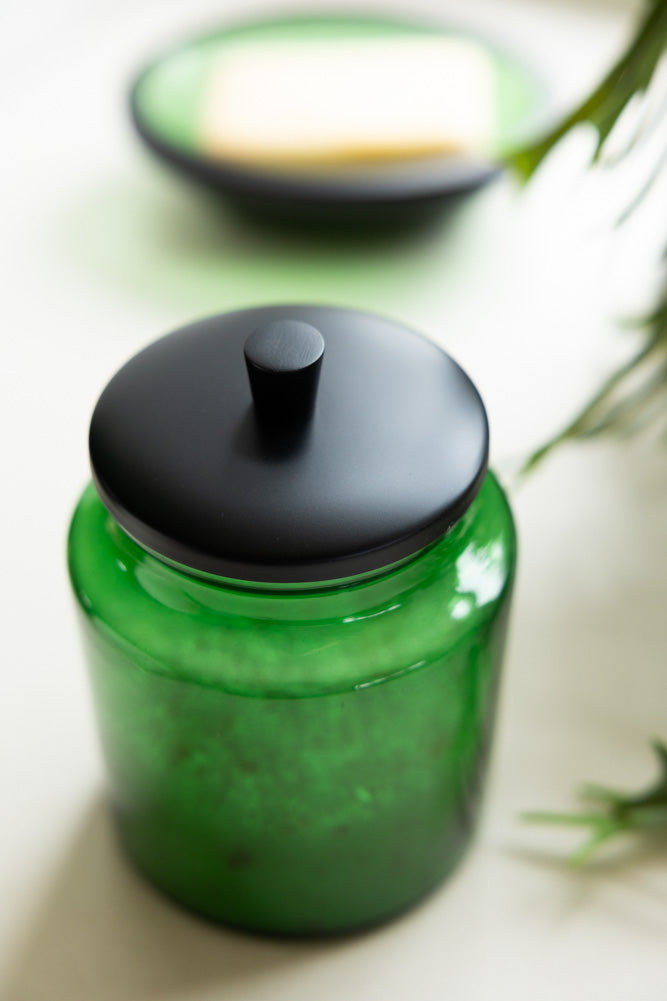 Apothecary-Style Green Glass Storage Canister