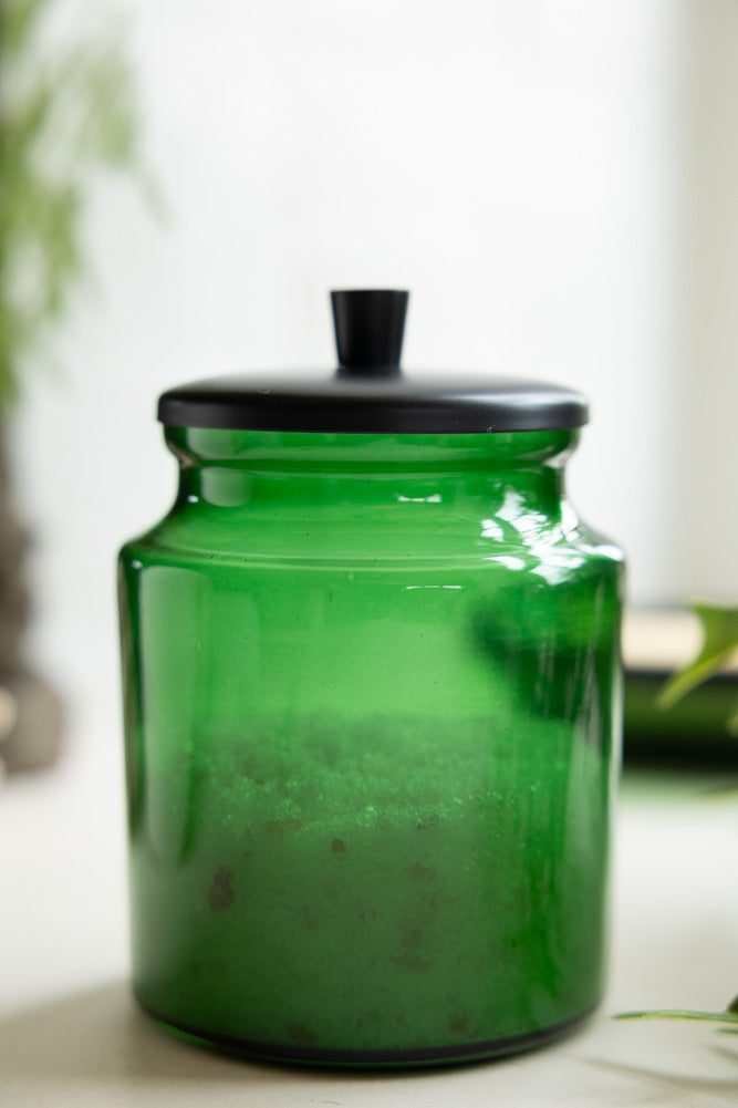 Apothecary-Style Green Glass Storage Canister