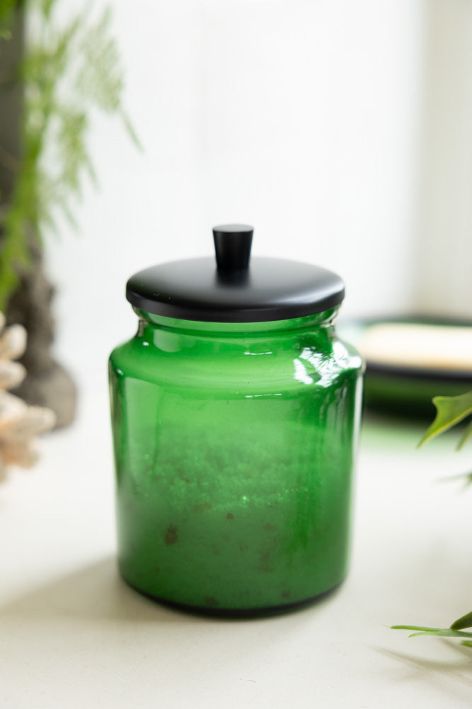 Apothecary-Style Green Glass Storage Canister