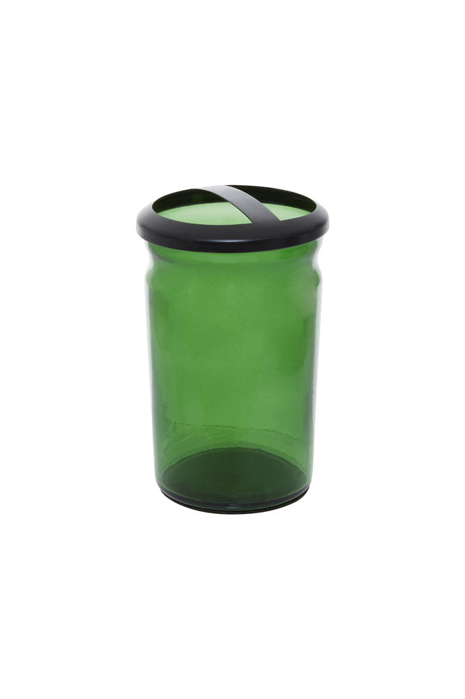 Apothecary-Style Green Glass Toothbrush Holder