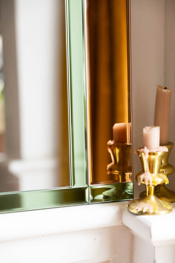 Art Deco Inspired Pretty Pink & Green Mirror