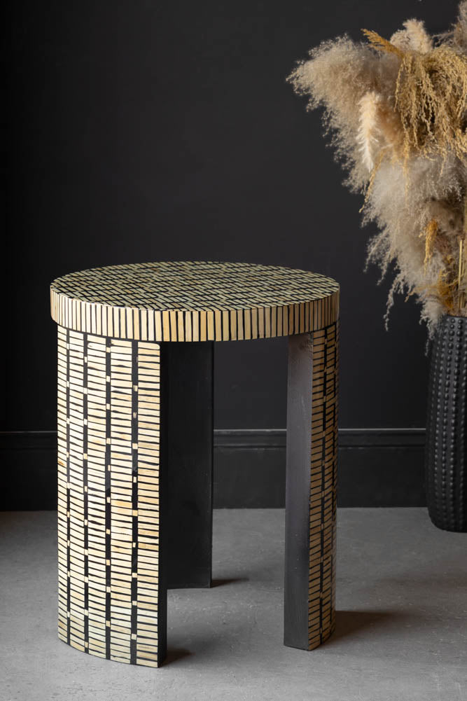 Bamboo Inlay Effect Side Table