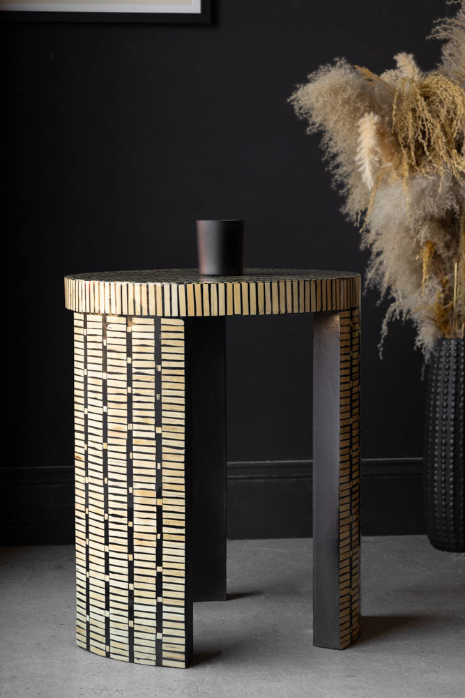 Bamboo Inlay Effect Side Table