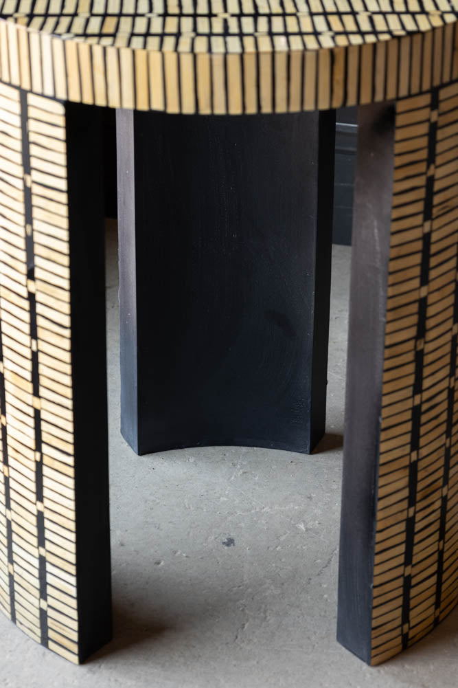 Bamboo Inlay Effect Side Table