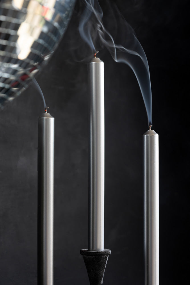 Beautiful Dinner Candle - Metallic Silver