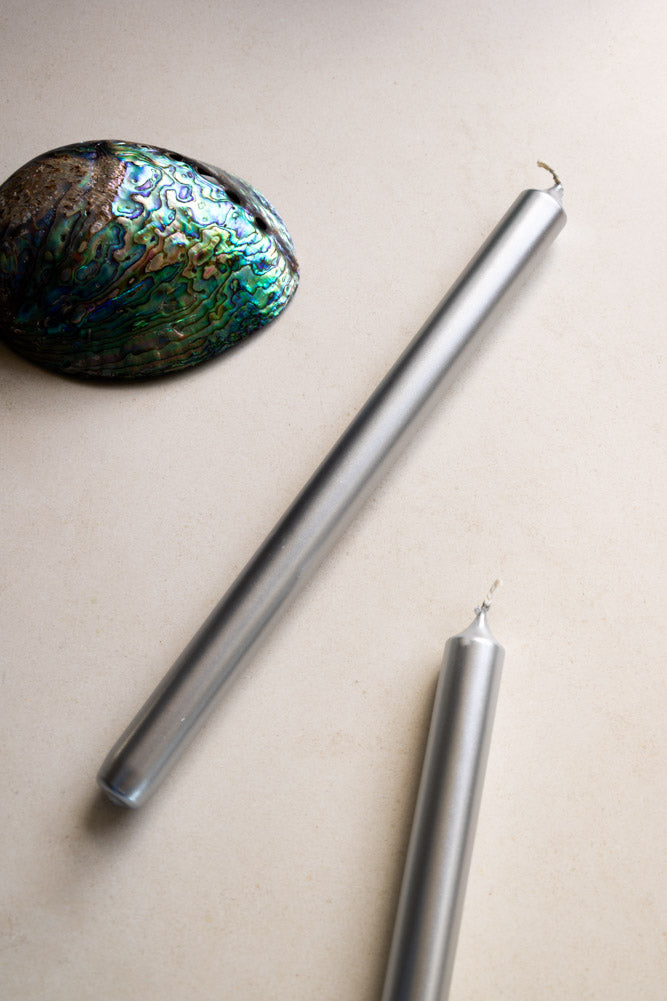 Beautiful Dinner Candle - Metallic Silver