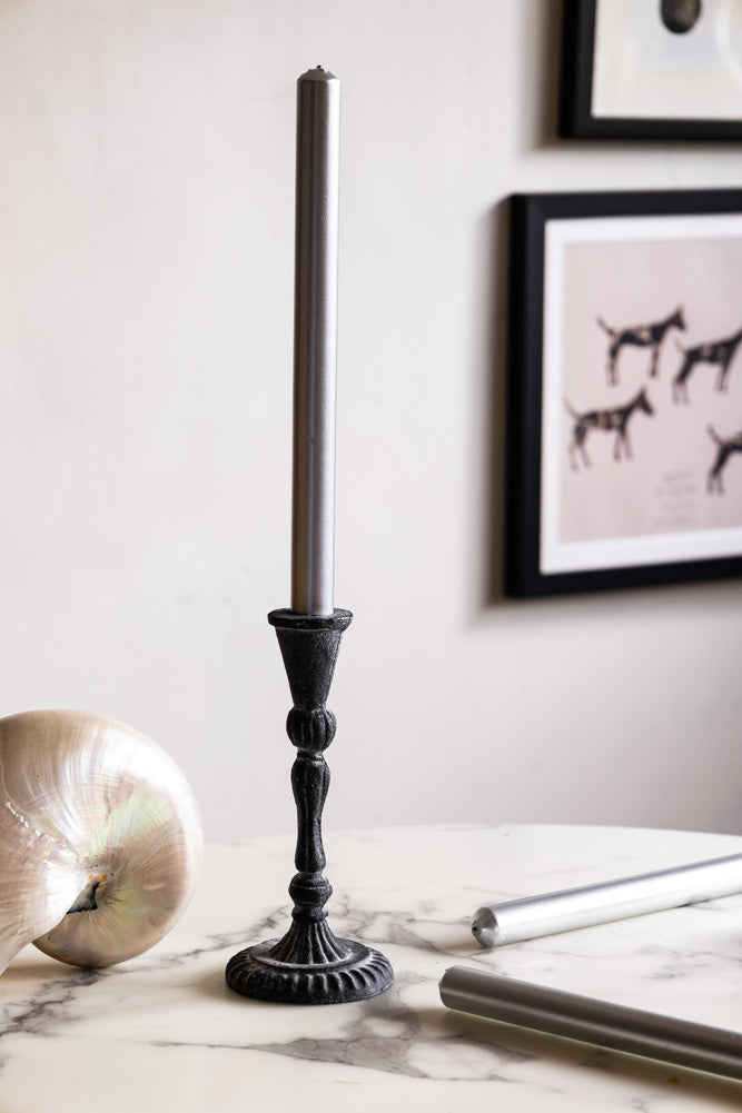 Beautiful Dinner Candle - Metallic Silver