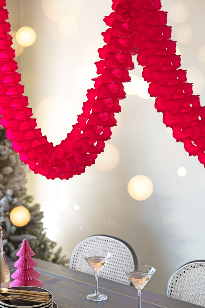 Beautiful Handcrafted Classic Paper Garland in Bright Red