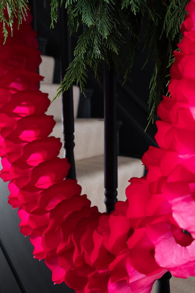 Beautiful Handcrafted Classic Paper Garland in Bright Red