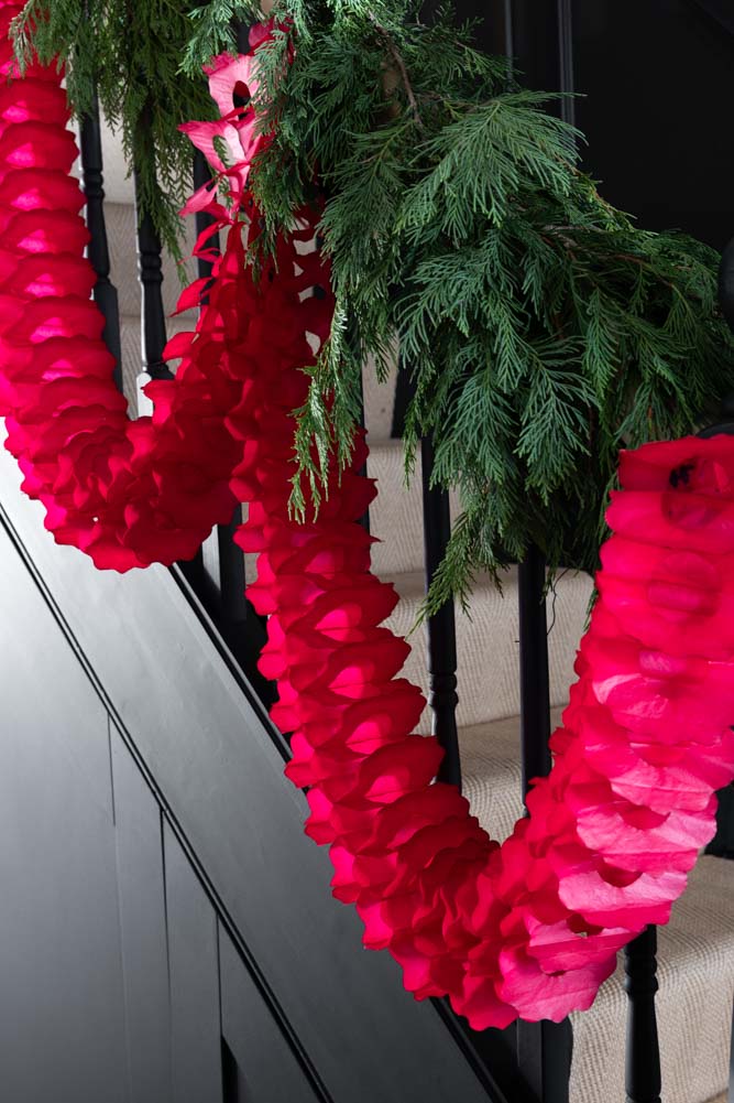 Beautiful Handcrafted Classic Paper Garland in Bright Red