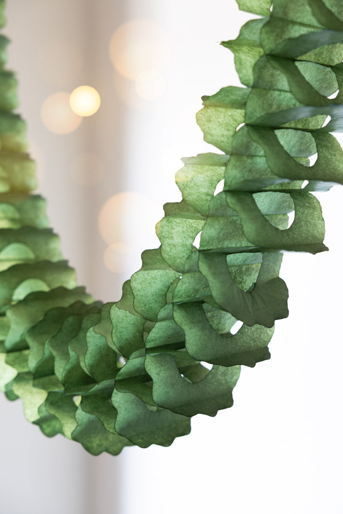 Beautiful Handcrafted Classic Paper Garland in Moss Green