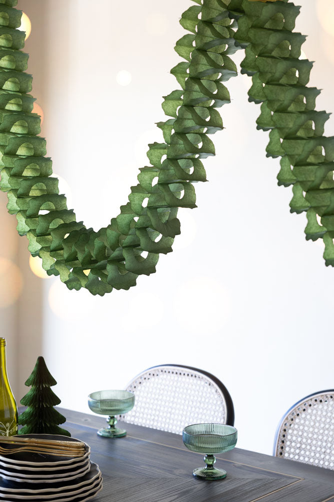 Beautiful Handcrafted Classic Paper Garland in Moss Green