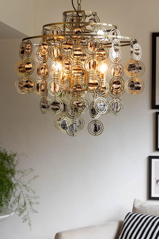 Beautiful Layered Shell Disc Chandelier