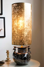 Beautiful Peacock & Gold Leaf Effect Table Lamp
