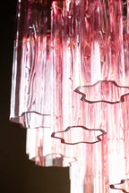 Beautiful Waved Glass Chandelier in Pink