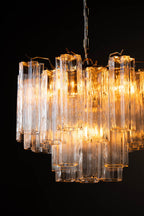 Beautiful Waved Glass Chandelier in Clear