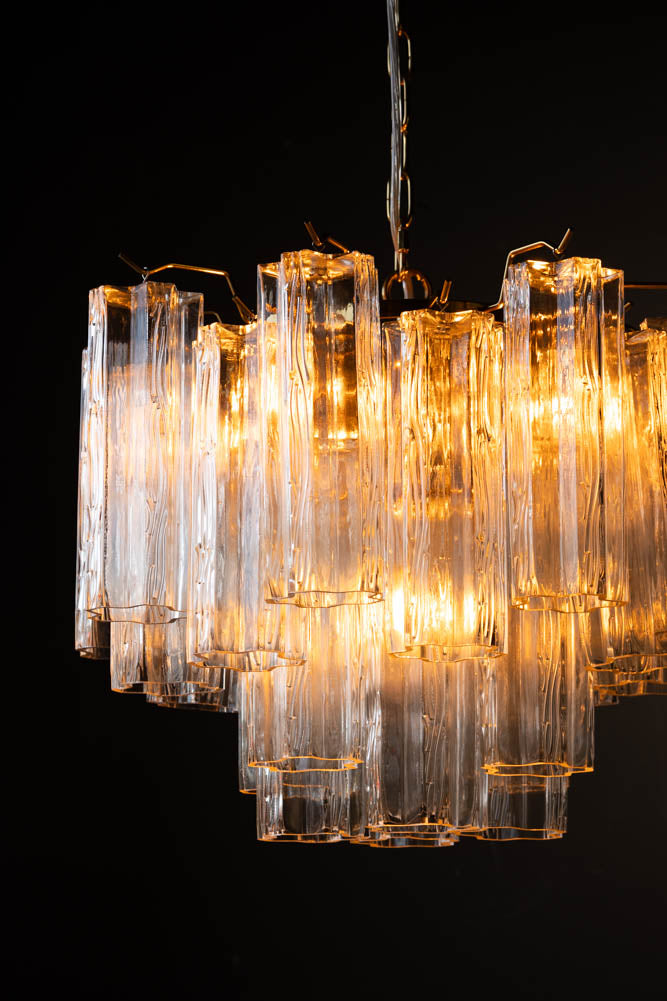 Beautiful Waved Glass Chandelier in Clear