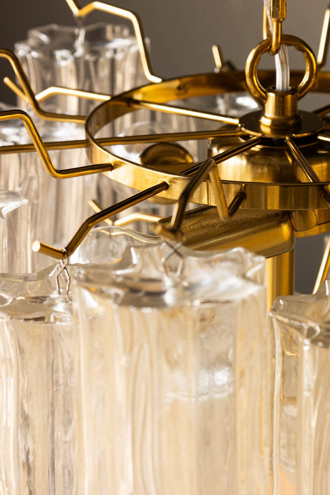 Beautiful Waved Glass Chandelier in Clear