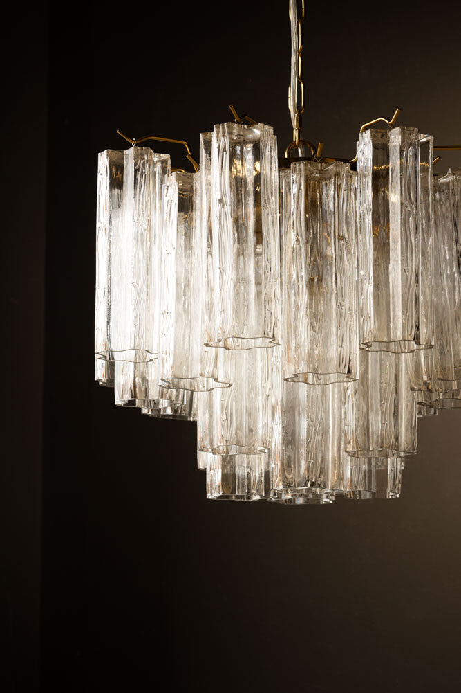 Beautiful Waved Glass Chandelier in Clear
