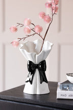 Black Bow Flower Vase
