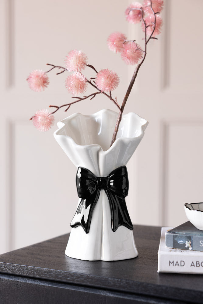 Black Bow Flower Vase