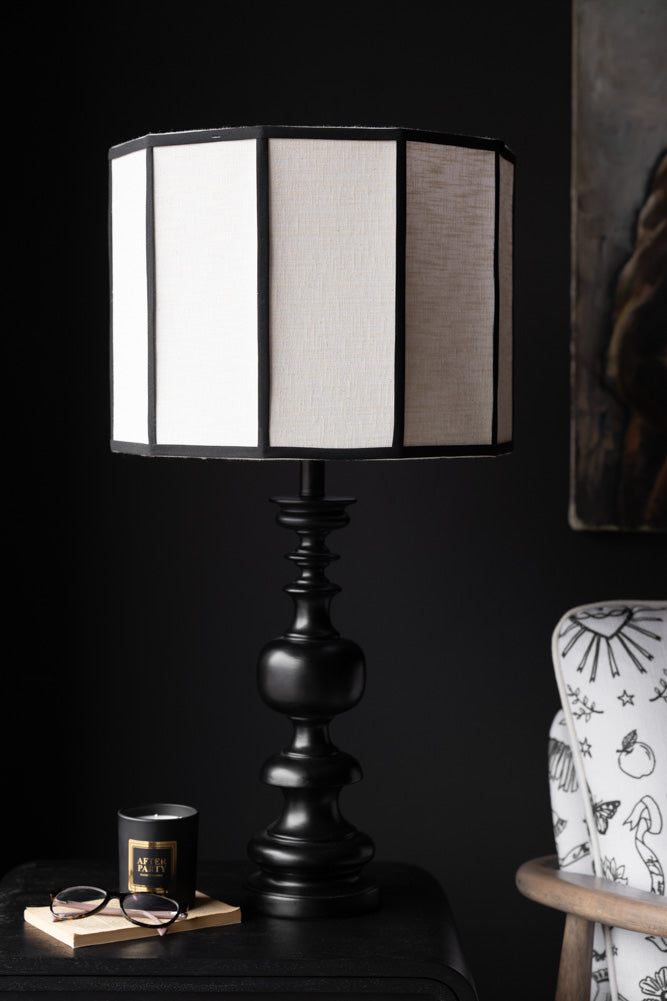 Black Contrast Linen Lampshade