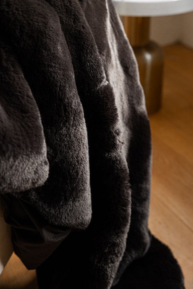 Black Faux Fur Throw