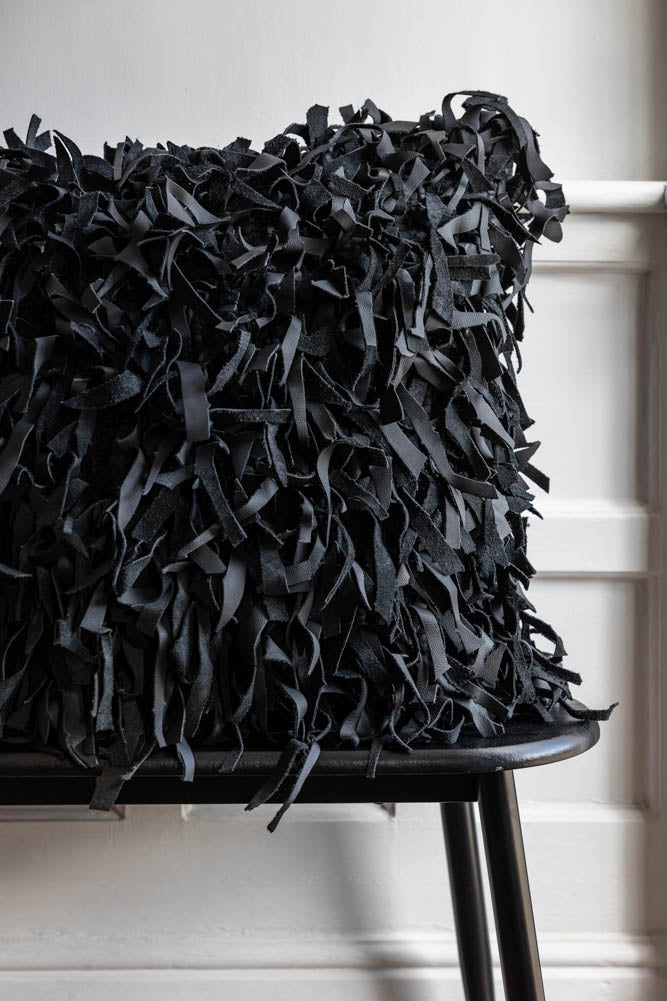 Black Leather Cushion Cover