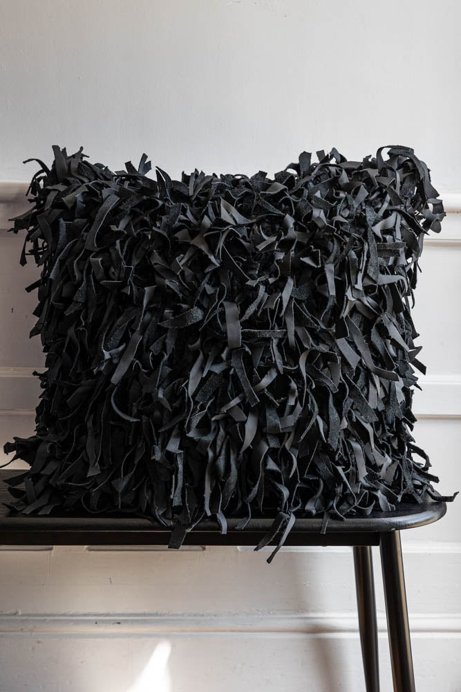 Black Leather Cushion Cover