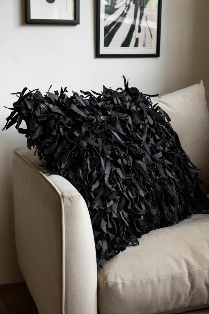 Black Leather Cushion Cover