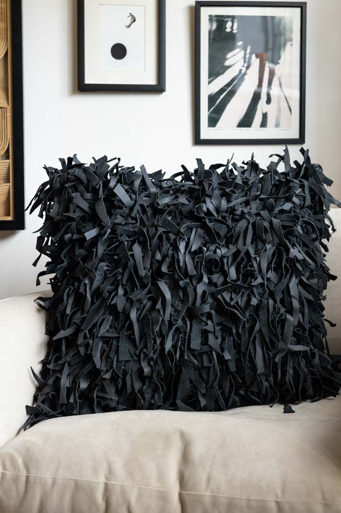 Black Leather Cushion Cover