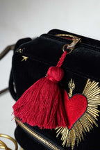 Black Milagro Heart Velvet Wash Bag