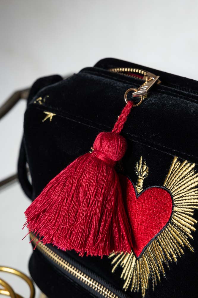 Black Milagro Heart Velvet Wash Bag