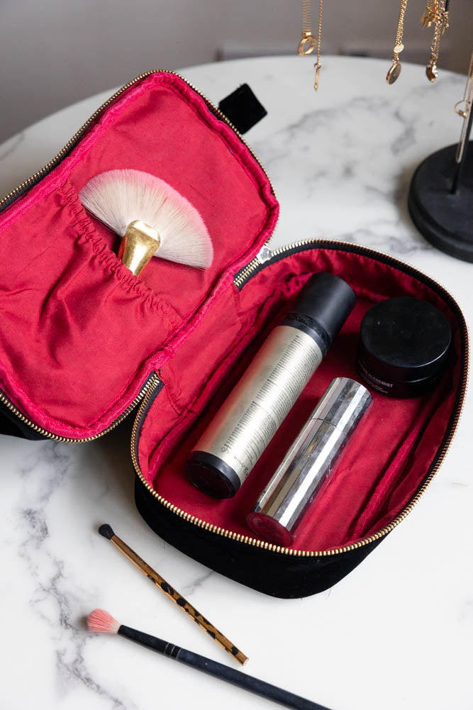 Black Milagro Heart Velvet Wash Bag