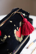 Black Milagro Heart Velvet Wash Bag