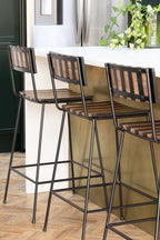 Black Stripe Wooden Bar Stool
