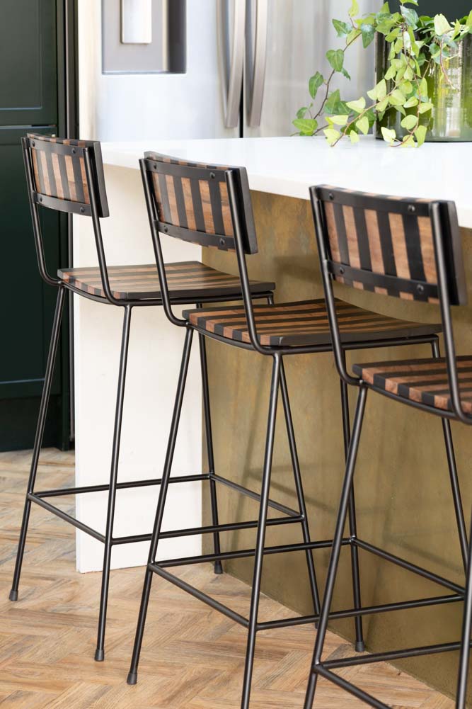 Black Stripe Wooden Bar Stool