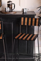Black Stripe Wooden Bar Stool