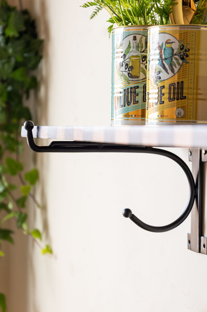 Black Stripe Wooden Shelf With Bracket - SECONDS