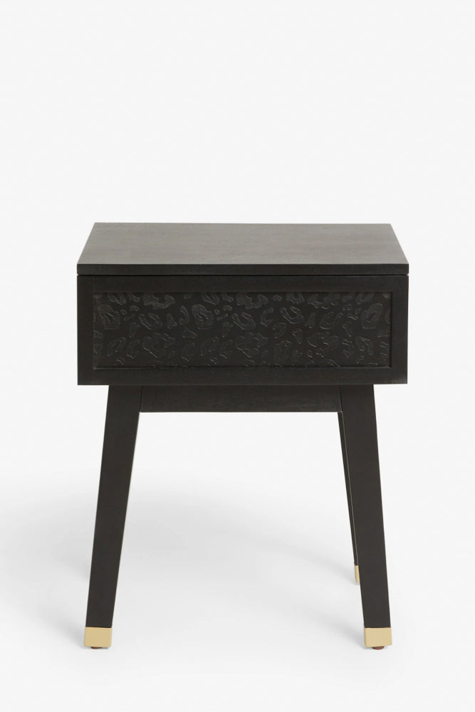 Black Leopard Print Bedside Table