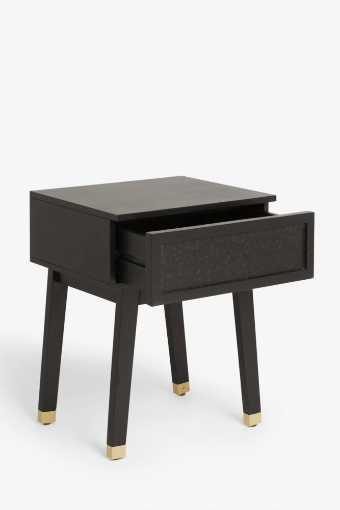 Black Leopard Print Bedside Table