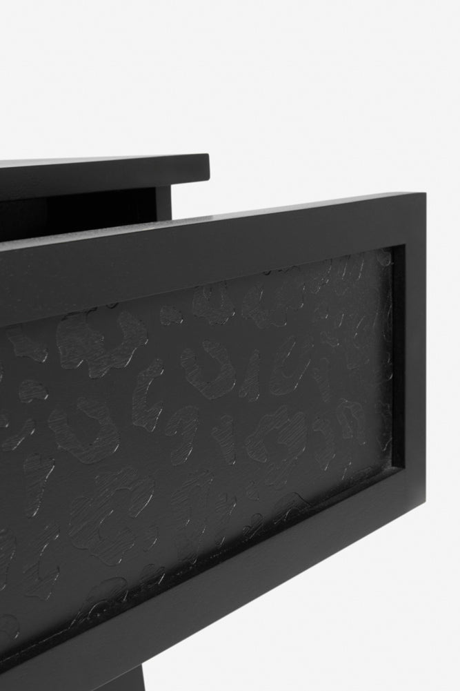 Black Leopard Print Bedside Table