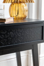 Black Leopard Print Bedside Table