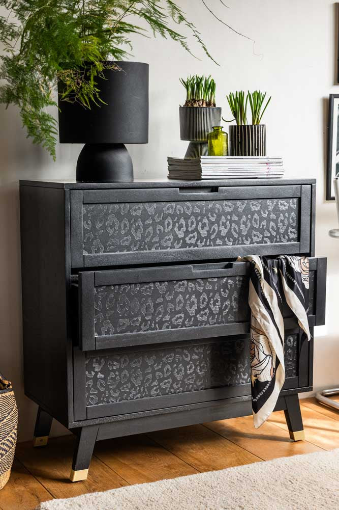 Black Leopard Print Chest Of Drawers