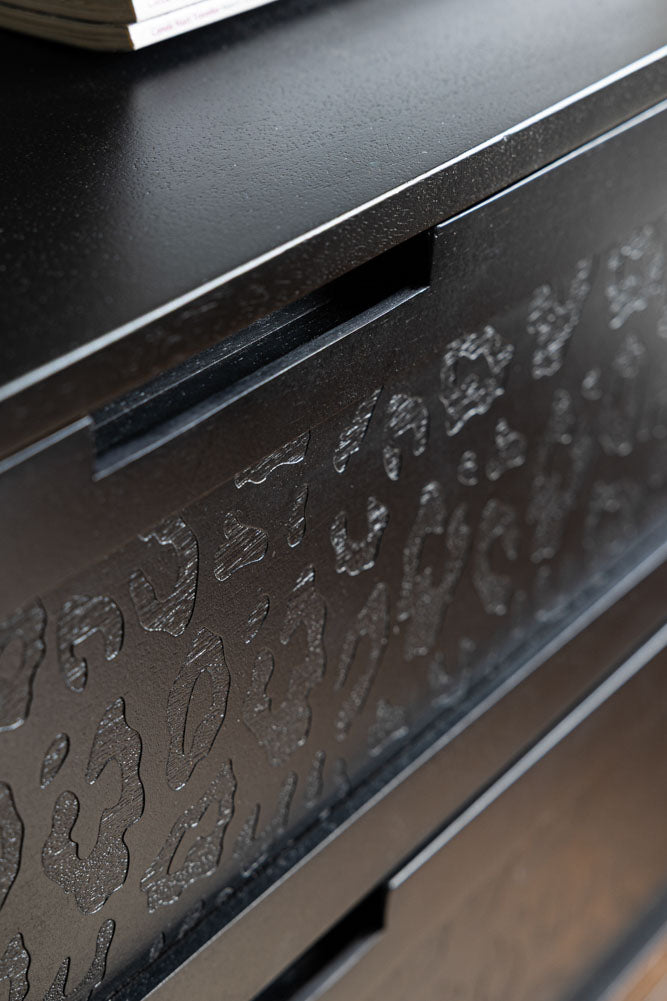 Black Leopard Print Chest Of Drawers