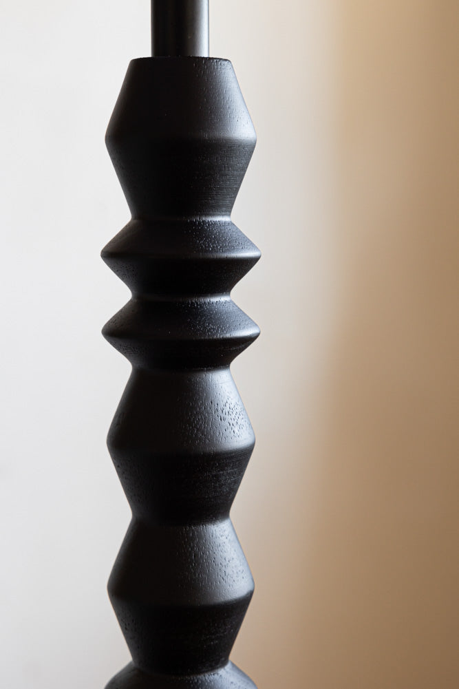 Black Wood Spindle Floor Lamp - Base Only